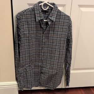 John Varvatos  Blue Gray Plaid Casual Shirt Men's M